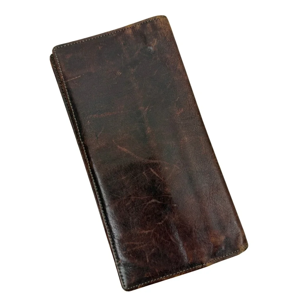 Bosca Wallet Mens OS Brown Leather Travel Passport Ticket Holder USA Made
